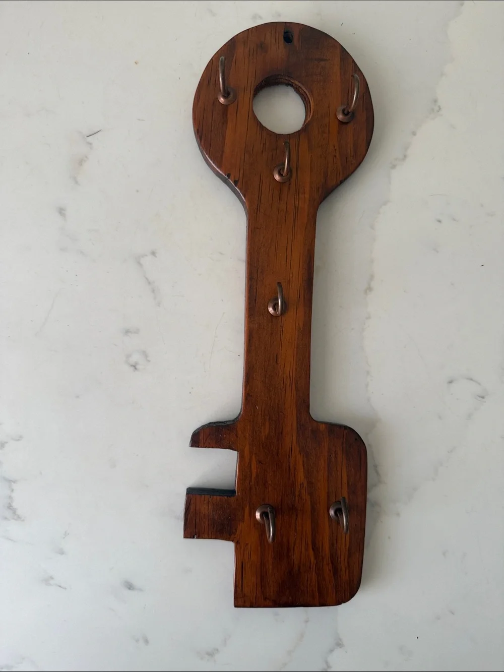 Vintage Handmade Rustic Brown Wooden Key Wall Hook Rack
